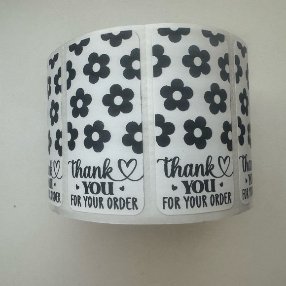 100 Floral Soft Edge Rectangle Thank You Stickers | thank you for your order - Picture 7 of 15